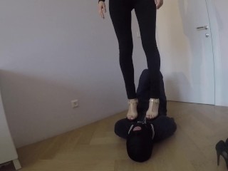 Trampling with heels, trampling with bare feet, kicking in the head. I enjoy his suffering.