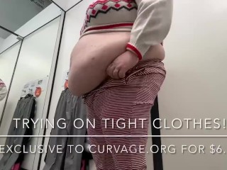 I GOT FATTER! TRYING ON TIGHT CLOTHES WHILE BEING TEASED! (Feedee BBW weight gain)
