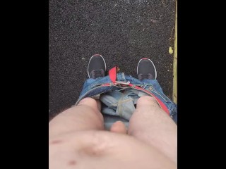 Jerking off naked outside in the rain NNN (Day 20)