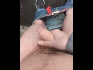 Jerking off naked outside in the rain NNN (Day 20)
