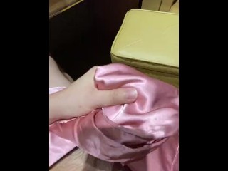 another lonely night handjob with housewife pink satin coat part: 2