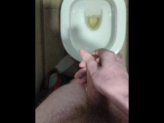 Pissing while completely nude in public bathroom (requested video)