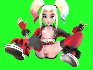 3D Cartoon anal prolapse gape Harley Quinn DC Gwen big tits Tennyson solo Gwen aheago tight pussy