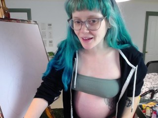 Painting a pregnant self portrait