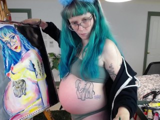 Painting a pregnant self portrait