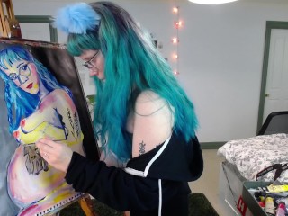 Painting a pregnant self portrait