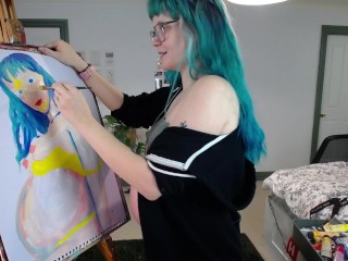 Painting a pregnant self portrait