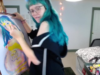 Painting a pregnant self portrait