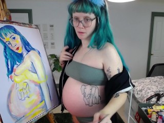 Painting a pregnant self portrait