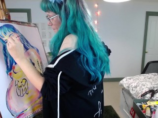 Painting a pregnant self portrait