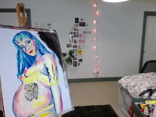 Painting a pregnant self portrait