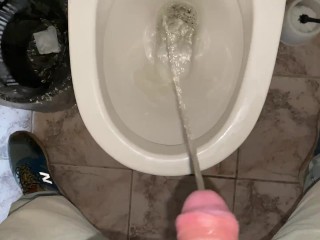 POV Guy pees in the office toilet ASMR Would you like to put your face or mouth next to it?