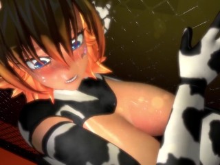 Anime Cow Milk Girl gets her ass destroyed in a Sex Cage Show
