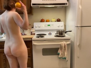 Cute Hairy Bitch Does Thanksgiving the Saucy Way | Naked in the Kitchen Episode 72