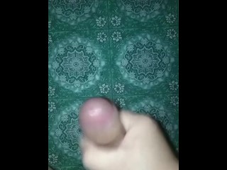 Asian boy jerk off uncircumcised penis horny and cum in his room