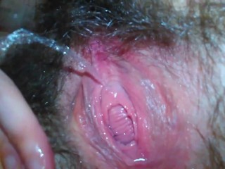 hairy wet pussy gushes squirt onlyfans slut gushing masturbating tiny pink clit camgirl slut