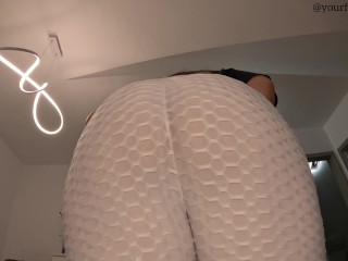 Bubbly farts in white leggings close-up (full video on my official site)