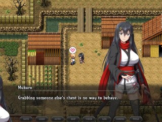 Samurai vandalism hentai rpg - A sexy samurai masturbating a villager