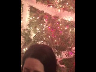 Drinking my husband’s piss by the Christmas tree like a good slut
