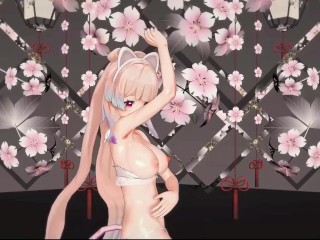 Kokomi Undress Dance Hentai Genshin Impact Catgirl MMD 3D Clear Blue Eyes Color Edit Smixix