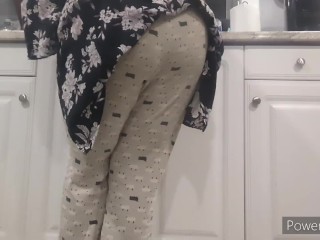 Desperate Wife Soaks Pants While Doing Dishes