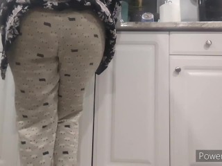Desperate Wife Soaks Pants While Doing Dishes
