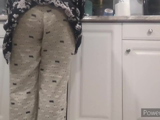 Desperate Wife Soaks Pants While Doing Dishes