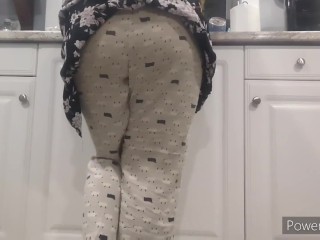 Desperate Wife Soaks Pants While Doing Dishes