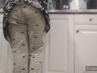 Desperate Wife Soaks Pants While Doing Dishes