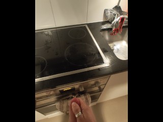 Want to cum but spray piss in my kitchen
