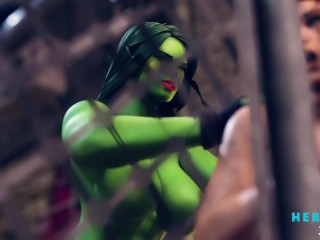 She-Hulk pounding Black Widow