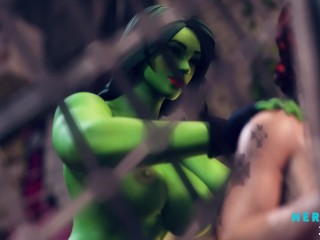 She-Hulk pounding Black Widow