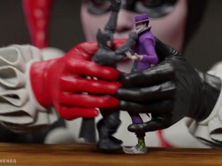 Harley Queen play hard with Joker and Batman