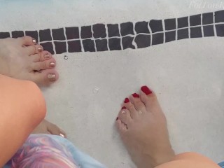 Message for my Foot Freak Boyfriend from me & my friend by the pool