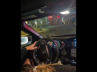 SLOPPY DEEPTHROAT ROAD HEAD W/ PUSSY OUT DRIVE THRU PUBLIC CAR BLOWJOB OF@jackandjami