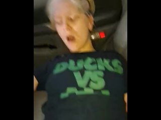 White girl takes bbc in the car in public