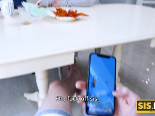 SISPORN. Beautitul teen college chick pays stepbrother for help with sex