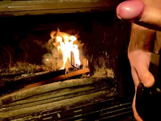 Fire and handjob with a vibrator, beautiful view.