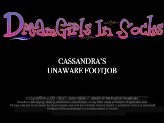 Cassandra's Unaware Footjob - (Dreamgirls in Socks)