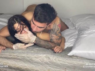 Petite Latina Submissive Spanked Very Hard with a Belt and Fucked Hard by her Master until Creampied