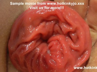 Hotkinkyjo fuck her ass very deep with long dildo, belly bulge & prolapse at sand dunes