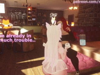 Clumsy Waitress Serves Horny Futanari with her Body then gets Stuck and Fucked - VRChat ERP Preview
