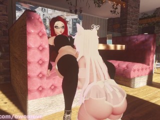 Clumsy Waitress Serves Horny Futanari with her Body then gets Stuck and Fucked - VRChat ERP Preview