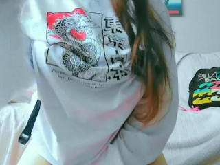 Part 2- Just a cute girl in a big shirt having fun and masturbation alone at home