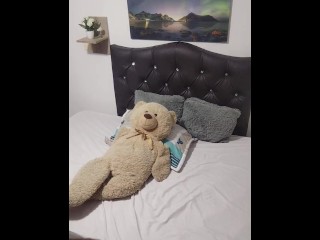 horny latina alone fucks teddy bear