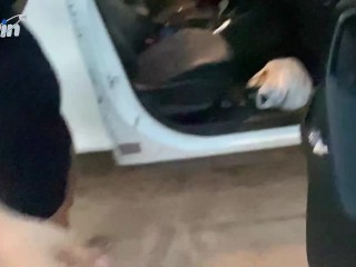 Adorable girl fucks her boyfriend and shows off in public