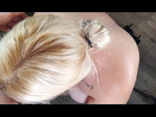 GF Swallows on her knees