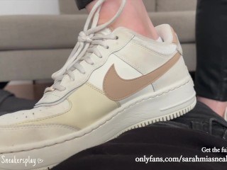 Shoejob and sockjob | Cum over my Nike AF1 sneakers | Full vid on my Onlyfans