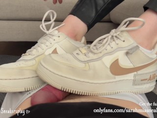 Shoejob and sockjob | Cum over my Nike AF1 sneakers | Full vid on my Onlyfans