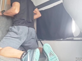 Risky Van Masturbation: Sexy Guy Stroking His Big Cock!